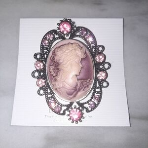 Elegant Cameo Brooch with Pink Accents